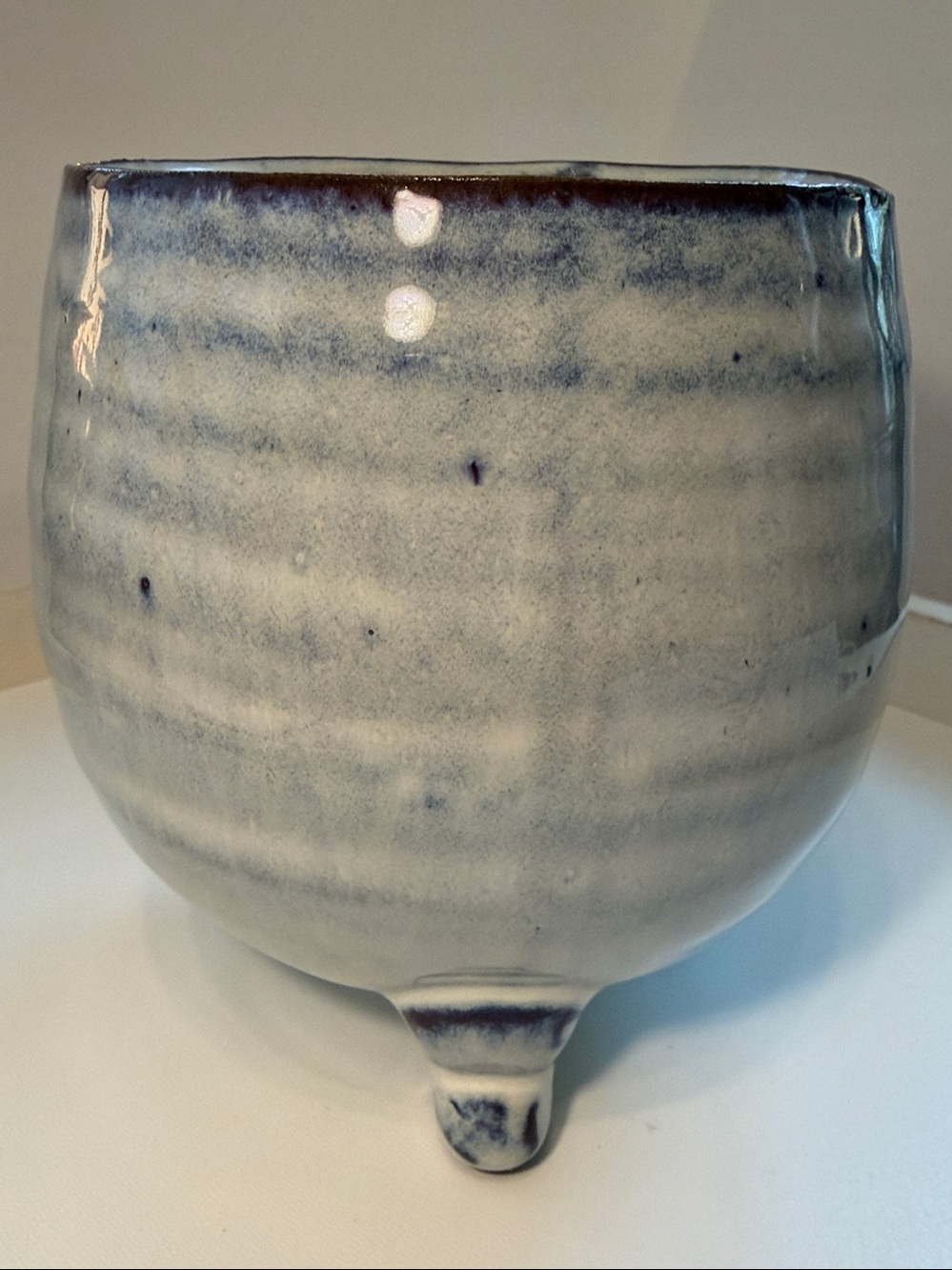 🪴 Handmade MCM-Style “Mr. Clay Pot” Planter in Blue-White Glaze, NWOT, CLEAN! - Picture 3 of 7